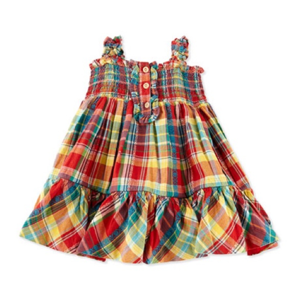 Ralph Lauren Kids Smocked Madras Plaid Dress